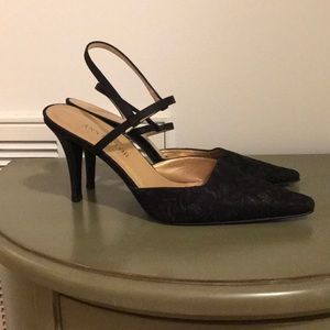 Ann Taylor Black Lace Heels.  Never worn.